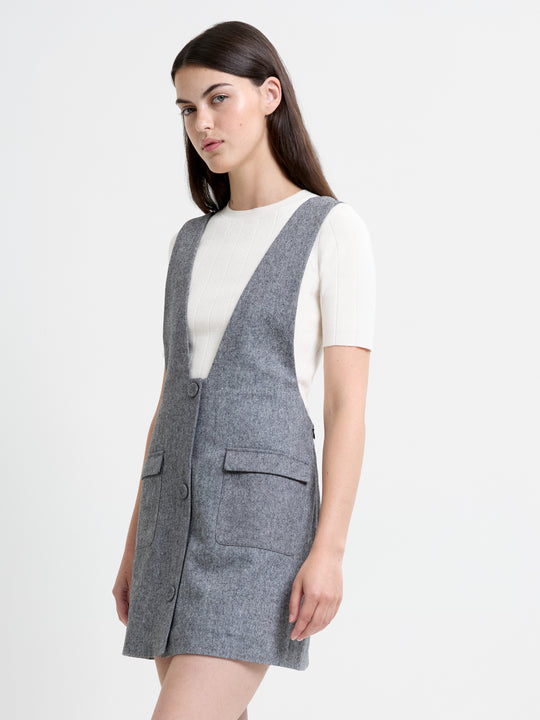 V Neck Pinafore Mini Dress