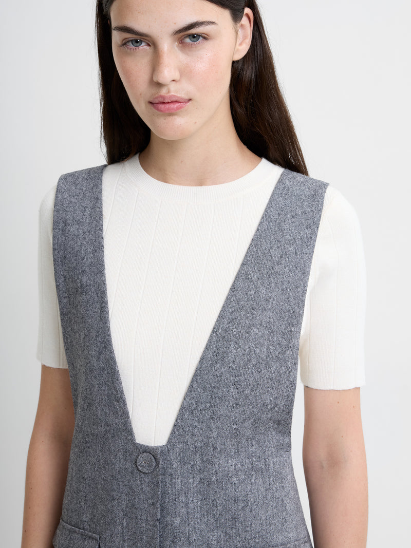 V Neck Pinafore Mini Dress