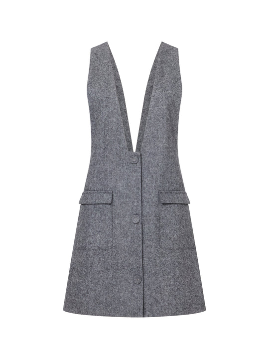 V Neck Pinafore Mini Dress