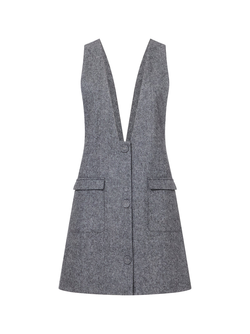 V Neck Pinafore Mini Dress