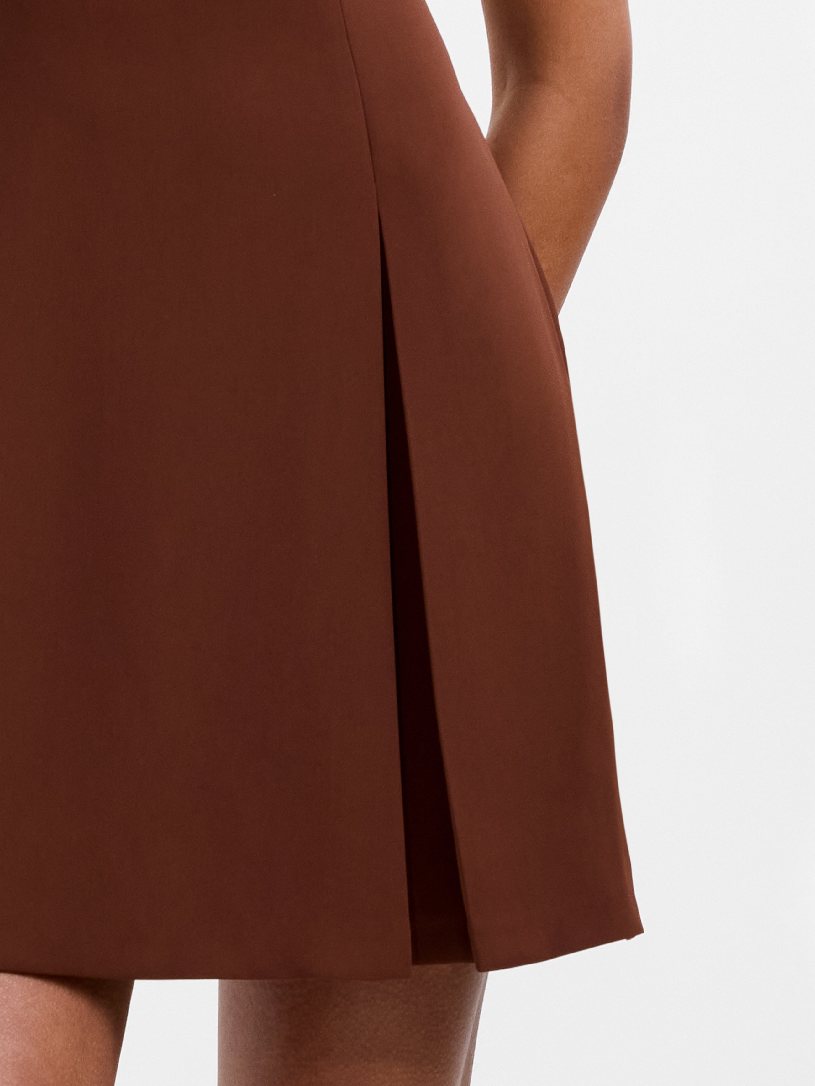 Square Neck Inverted Pleat Mini Dress