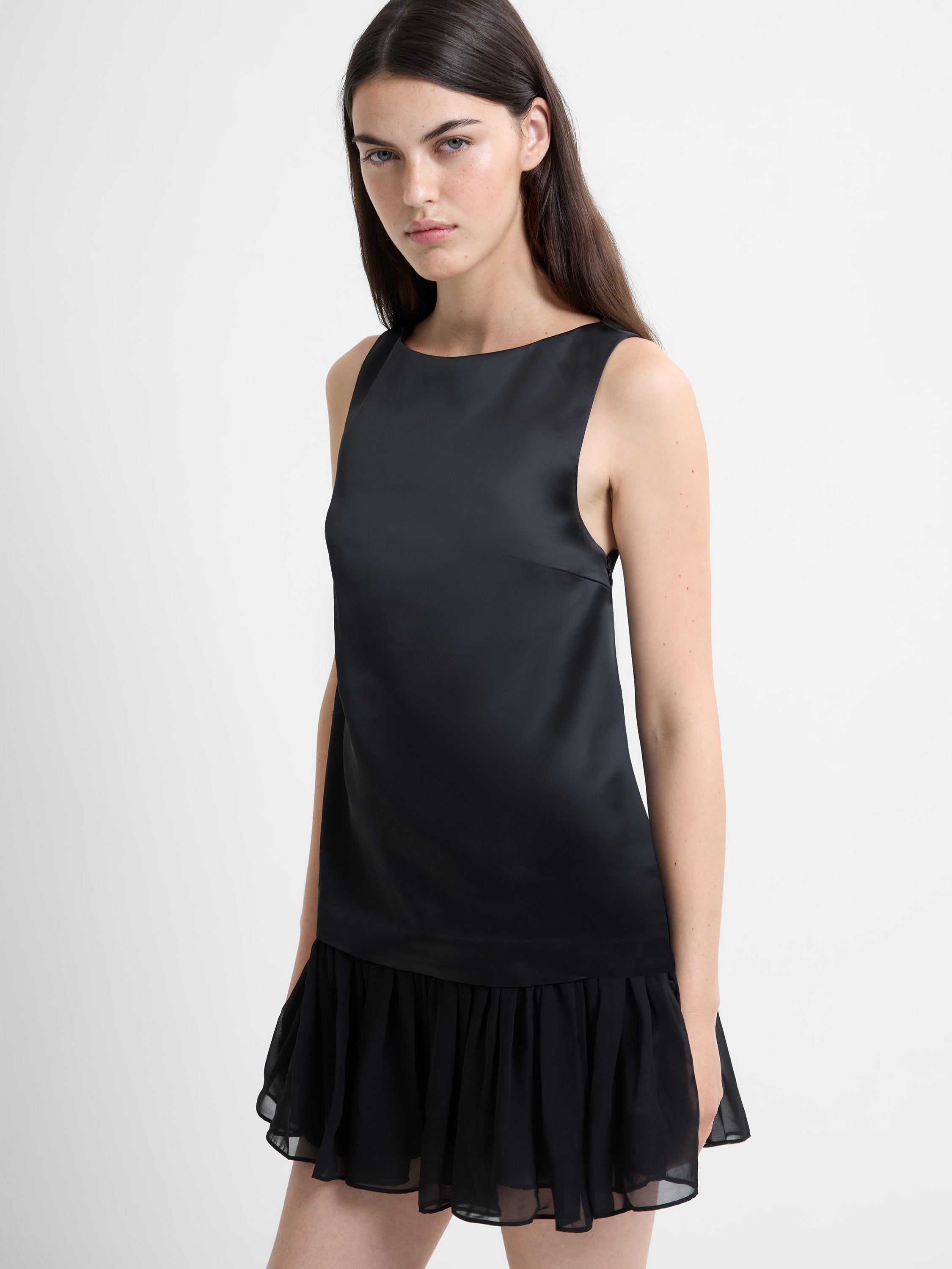 french connection black silk dress French Connection York Satin Mini Dress