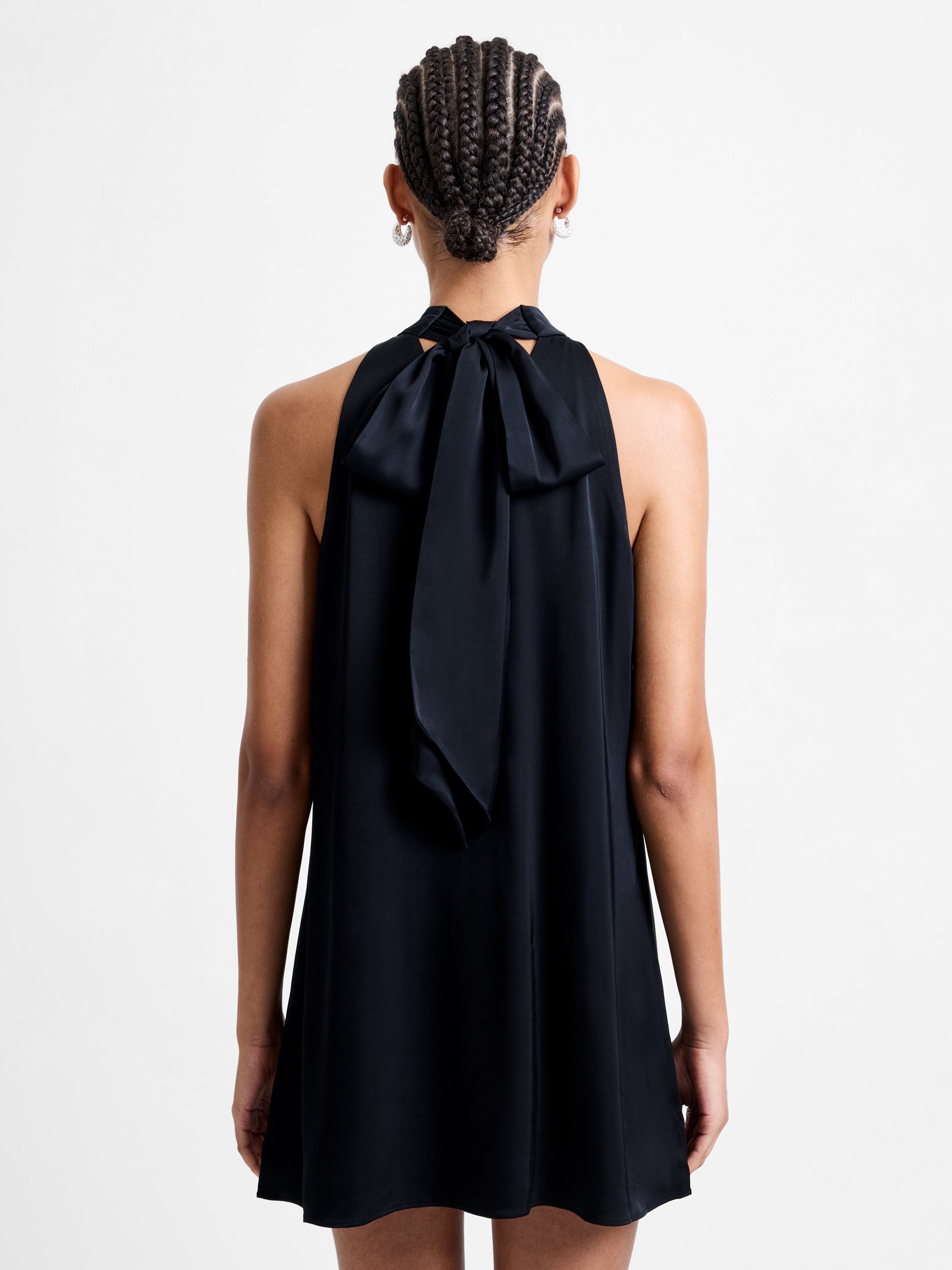 french connection ennis satin bell sleeve mini dress Ennis Eco Satin Babydoll Mini Dress Black