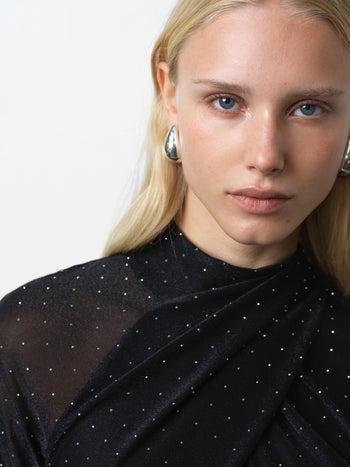 Shosana Hotfix Diamante Wrapover Midi Dress