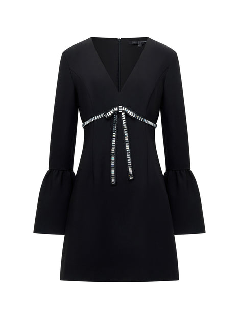Azra Twill Diamante Bow Mini Dress
