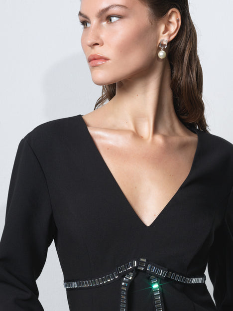 Azra Twill Diamante Bow Mini Dress