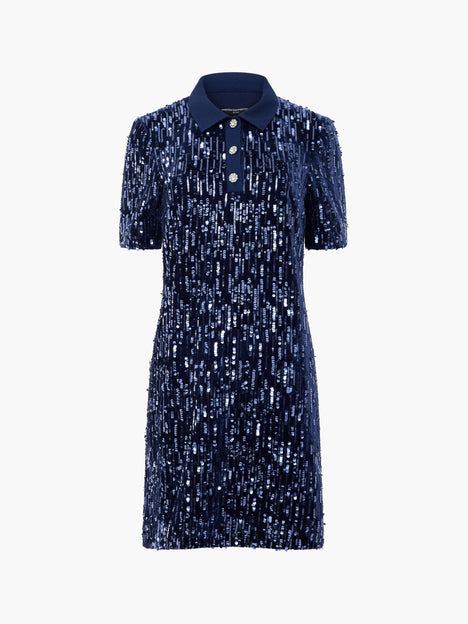 Trinny Velvet Sequin Collared Mini Dress