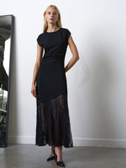 french connection sequin dress black French Connection Jersey Midi Dress With Sequin Insert in Black