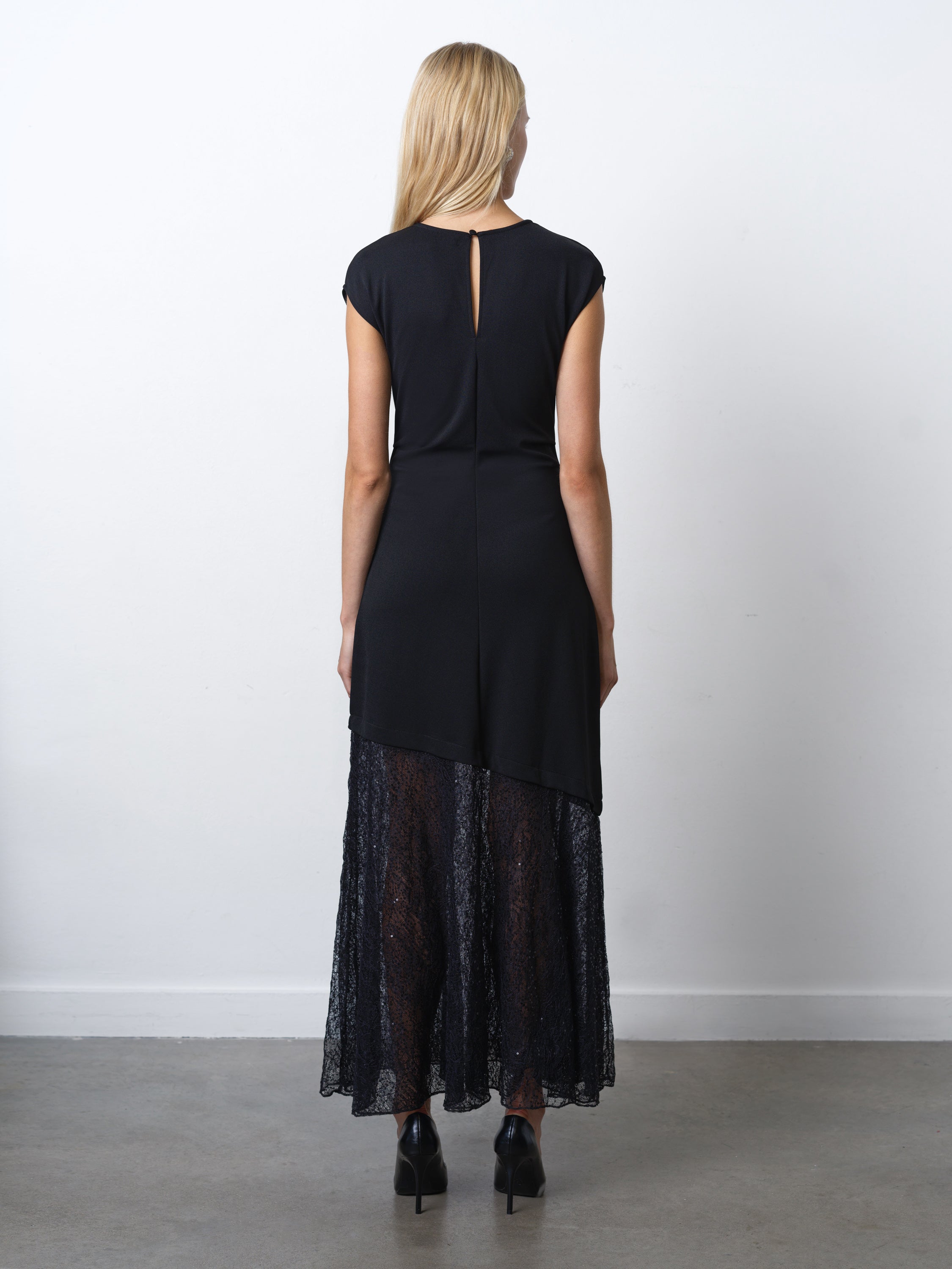 Valetta Lace Sequin Mix Dress Black