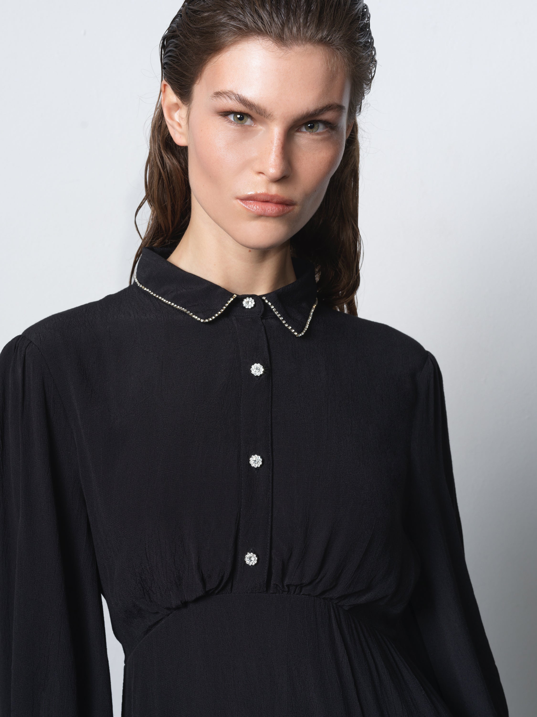 Lizzy Eco Diamante Collar Midi Dress