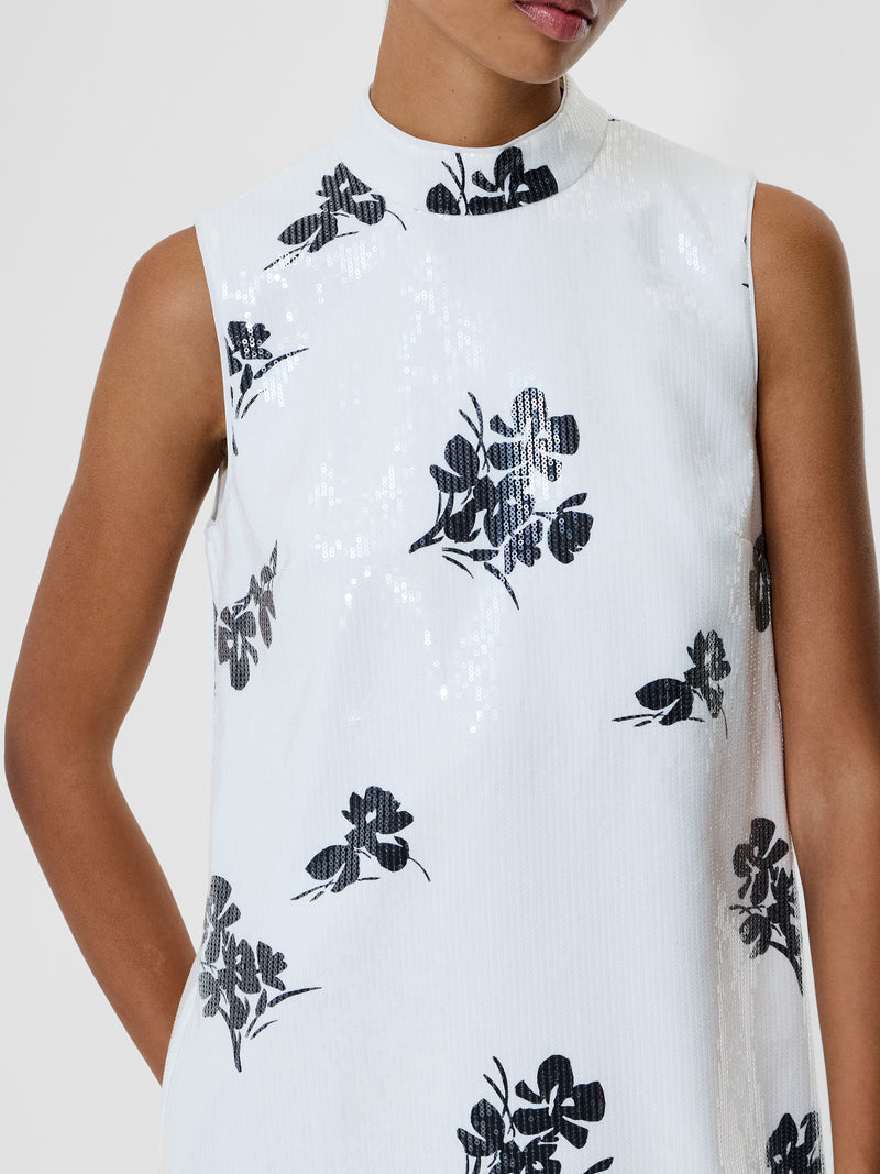 Madeline Floral Sequin Sleeveless Mini Dress