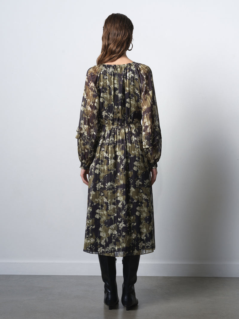 Lizzy Madeline Crepe Puff Sleeve Dress