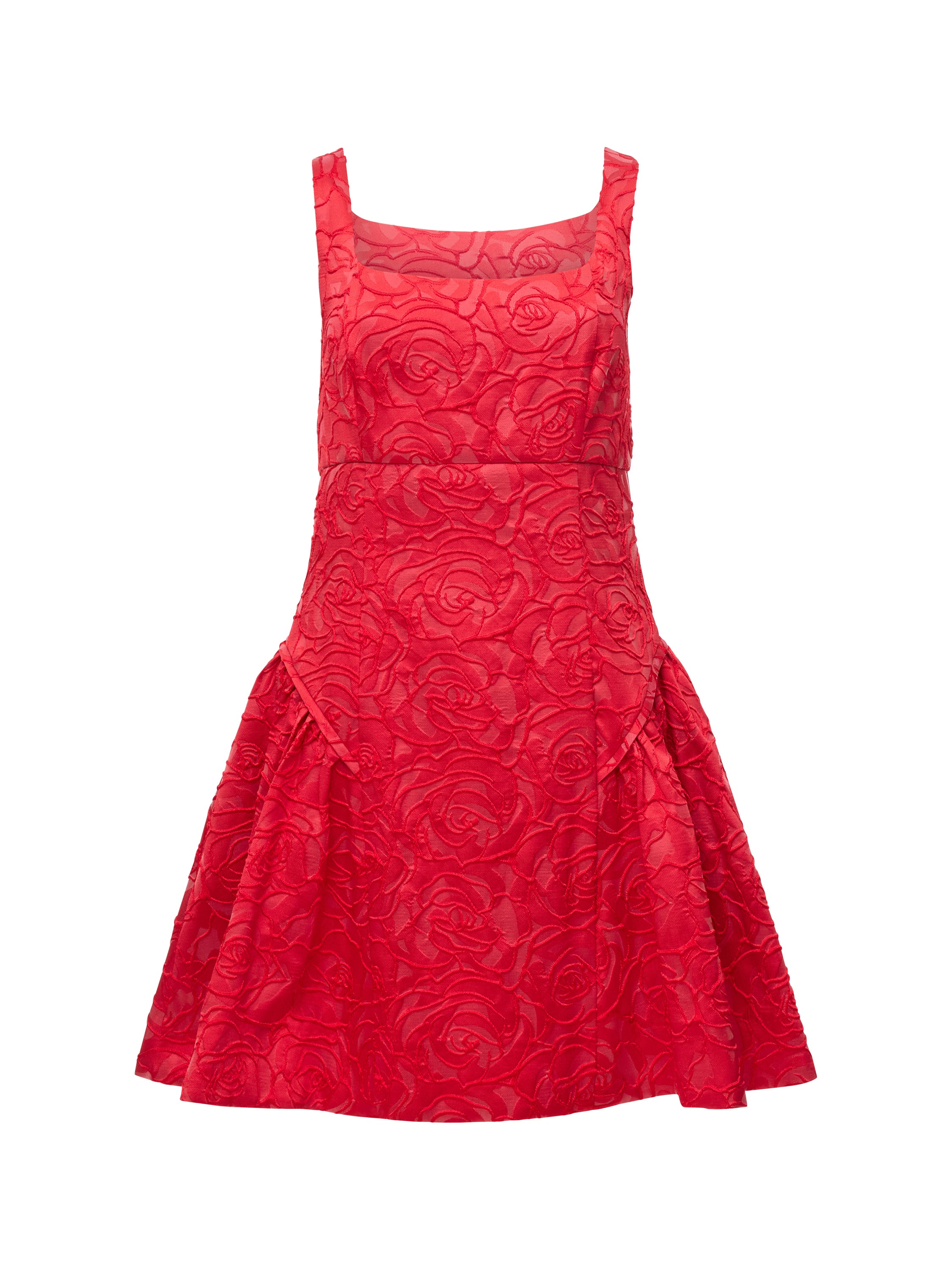 Crea Jacquard Flared Mini Dress Lipstick Red