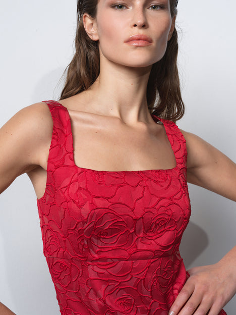 Crea Jacquard Flared Mini Dress