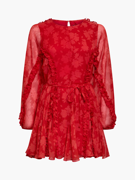 Kara Print Long Sleeve Flared Mini Dress