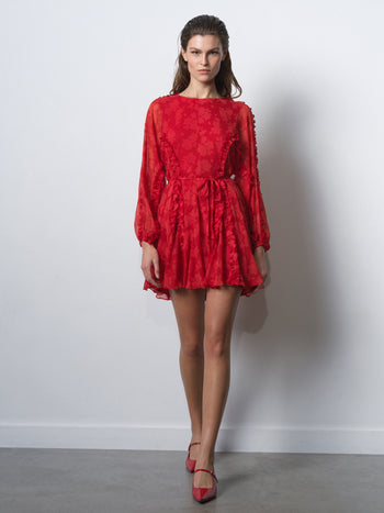 Kara Print Long Sleeve Flared Mini Dress