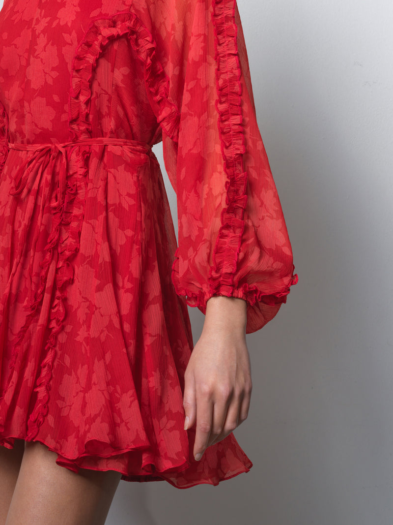 Kara Print Long Sleeve Flared Mini Dress