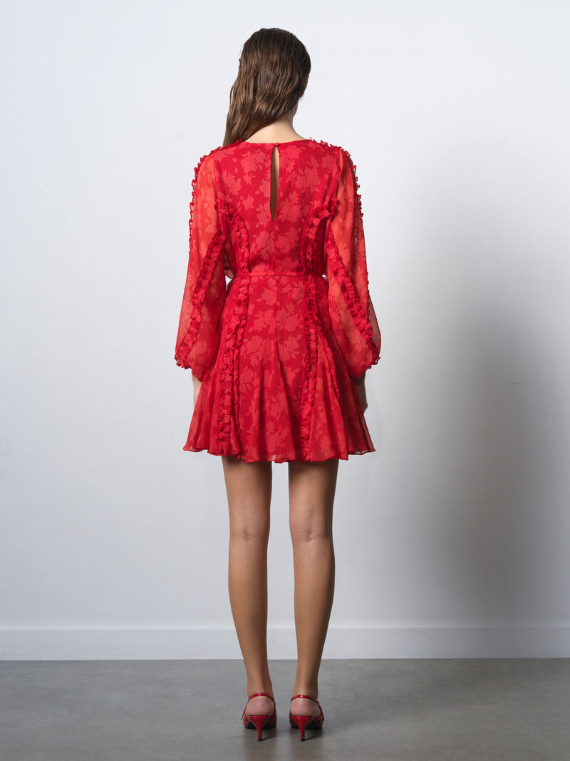 Kara Print Long Sleeve Flared Mini Dress