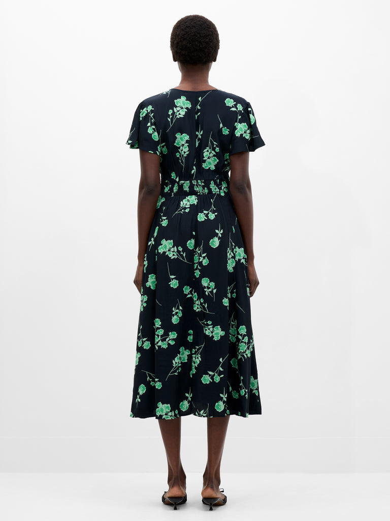 Alessandra Tea Dress Baclk Out/Minted Green | French Connection UK