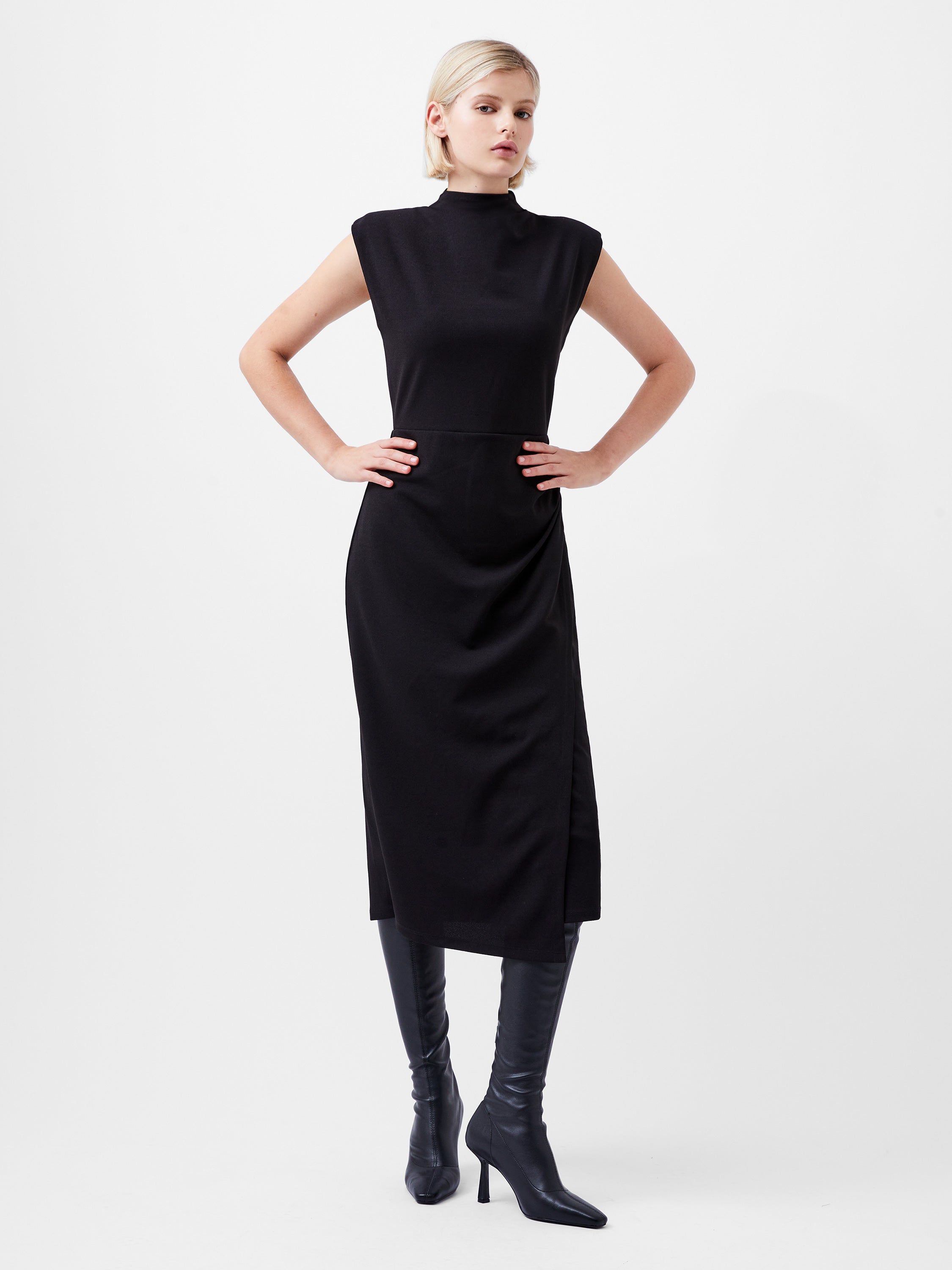 french connection jersey dress French Connection Carly Jersey Tunic Maxi Dress, Black/Cream