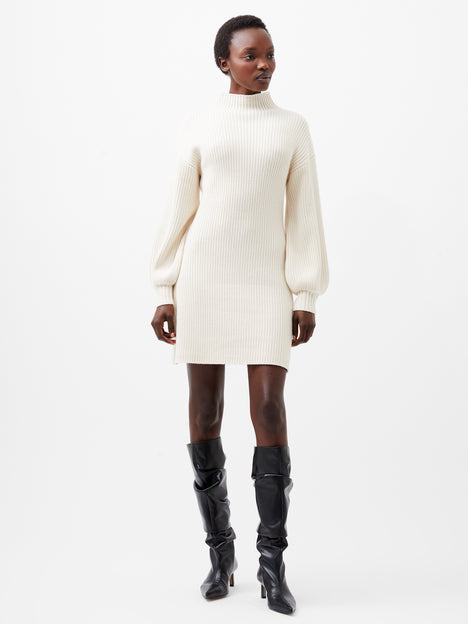 babysoft rib button front long sleeve sweater dress french connection French Connection Babysoft Balloon Sleeve Dress at Amazon Women's Clothing store