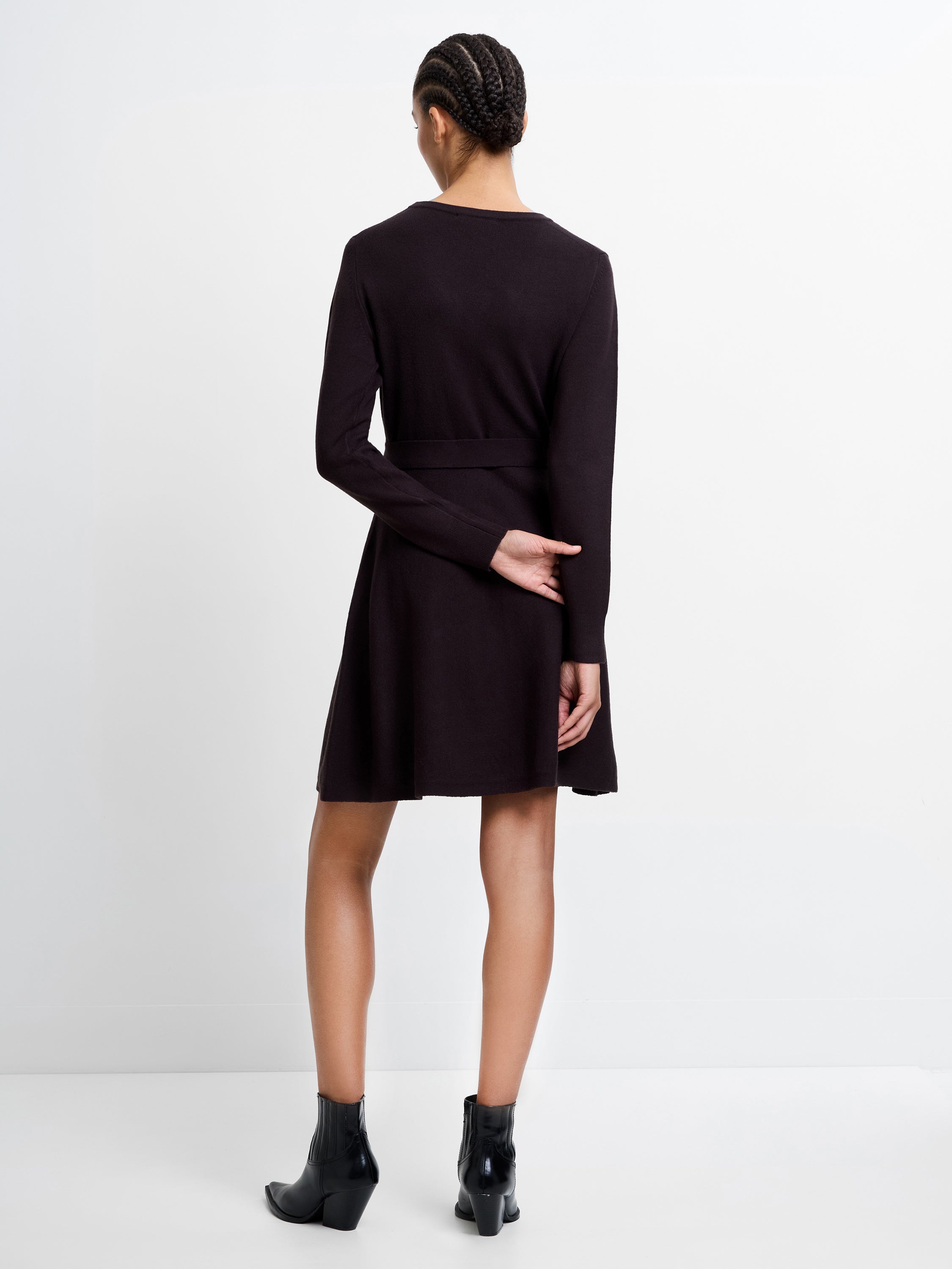 Babysoft Wrap Mini Dress Chocolate Ganache Brown