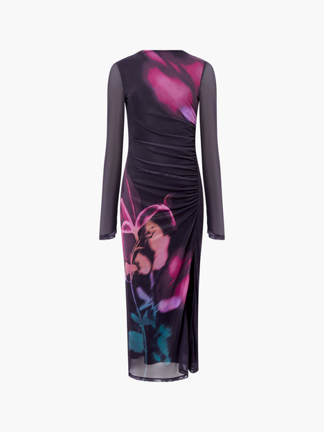 Smokey Placement Floral Long Sleeve Dress
