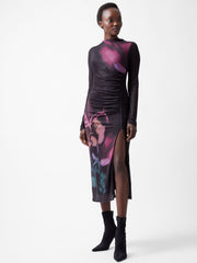 Smokey Placement Floral Long Sleeve Dress