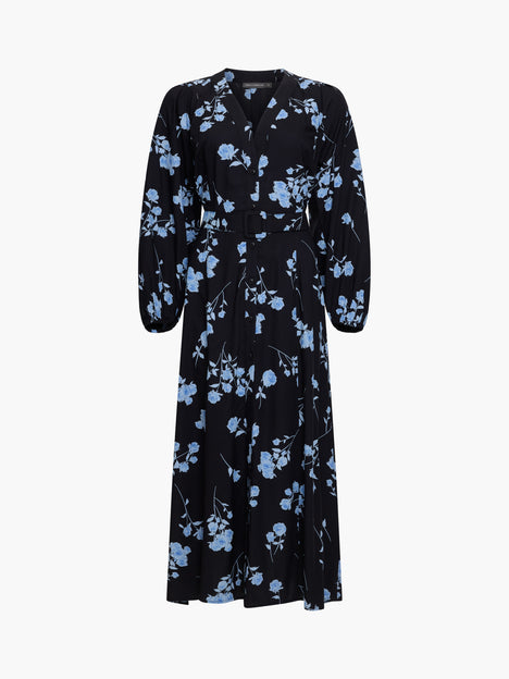 Alessandra Puff Sleeve Belted Dress