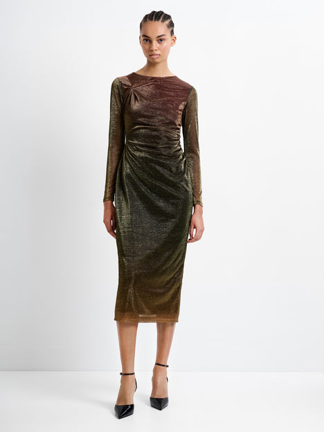 Lurex Long Sleeve Midi Dress