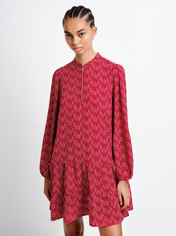 Abstract Swing Half Zip Dress