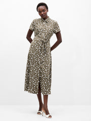 Floral Printed Short Sleeve Shirt Dress