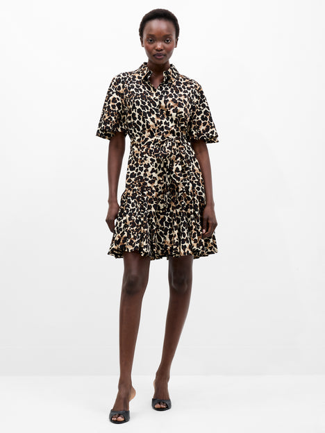 Leopard Print Short Sleeve Swing Dress Leopard | French Connection UK Leopard Print Short Sleeve Swing Dress Leopard | French Connection UK