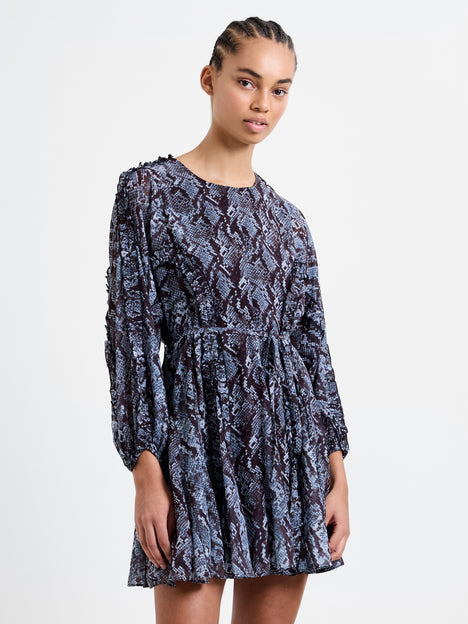 Snake Print Long Sleeve Mini Dress