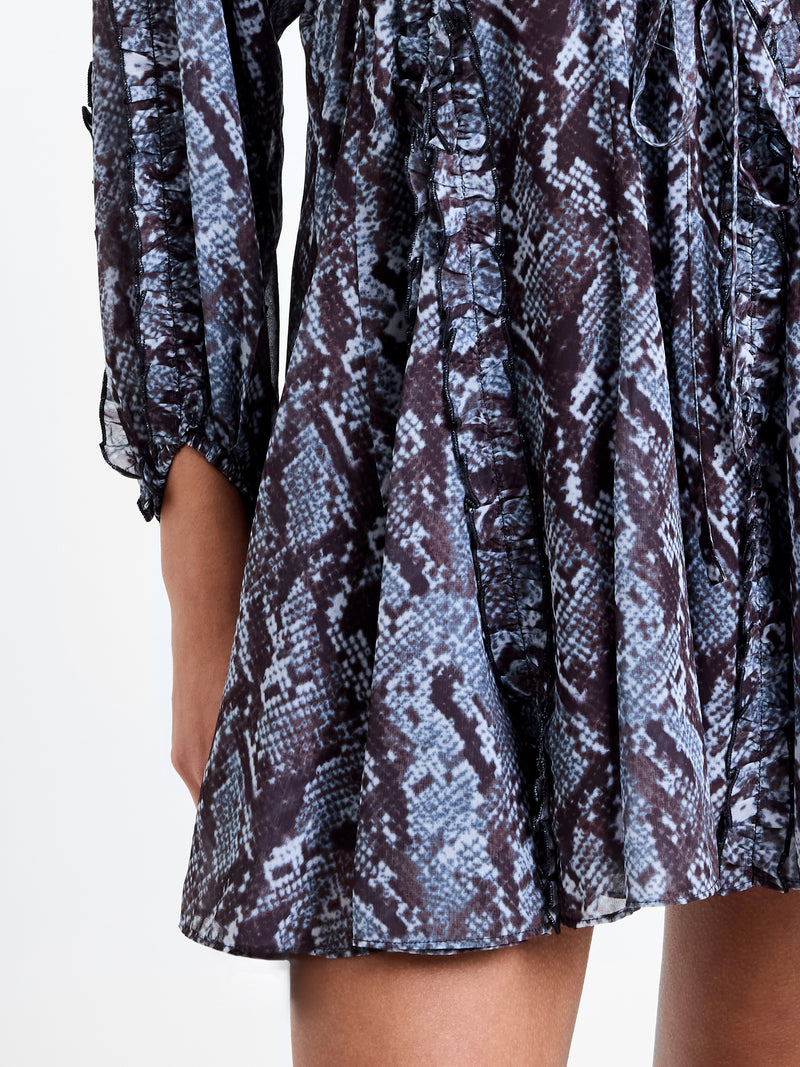 Snake Print Long Sleeve Mini Dress