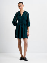Dobby Pleated Waist Mini Dress