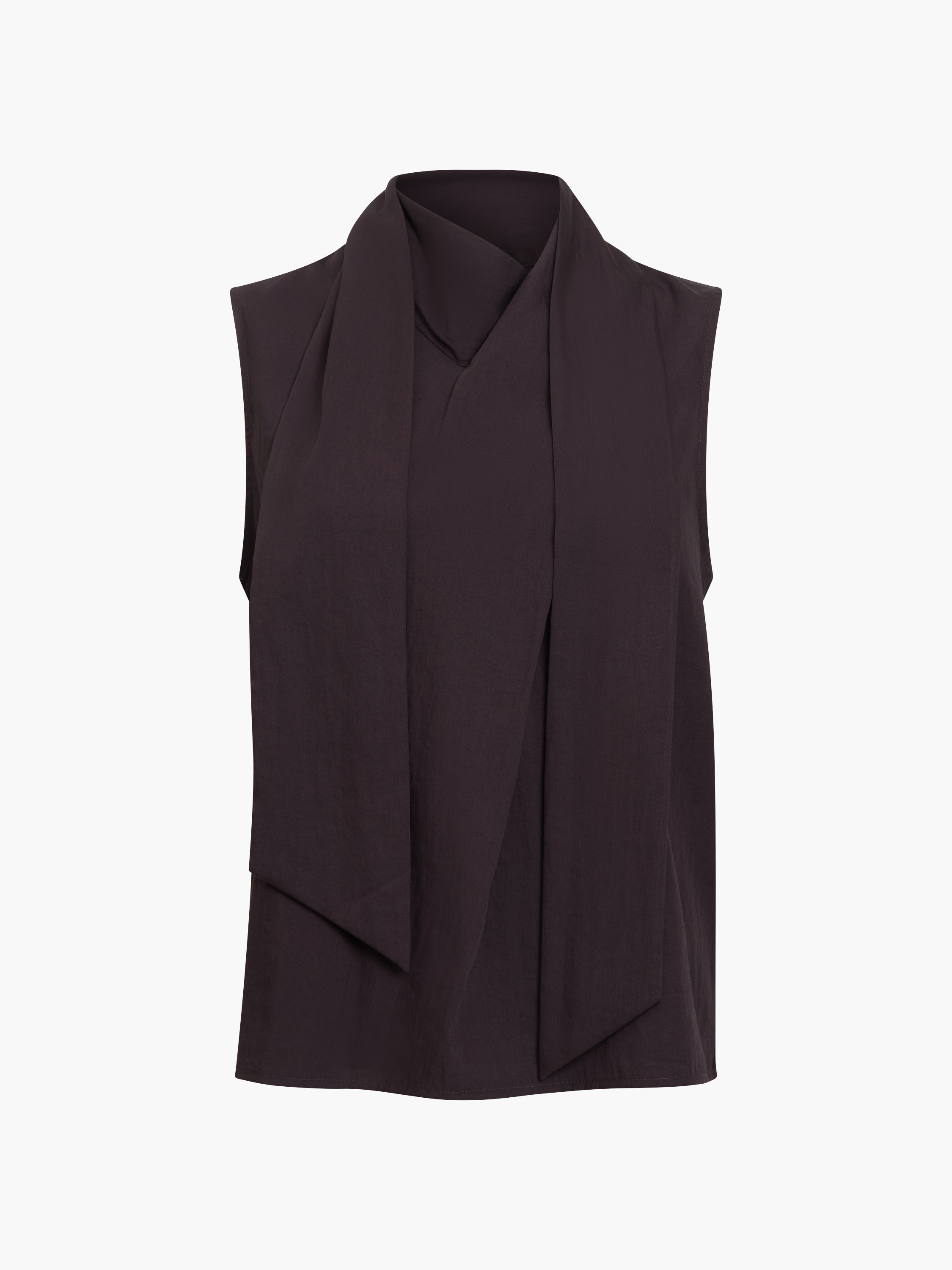 Leela Brown Sleeveless Scarf Neck Top