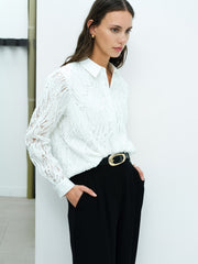 Margot White 3D Textured Long Sleeve Shirt