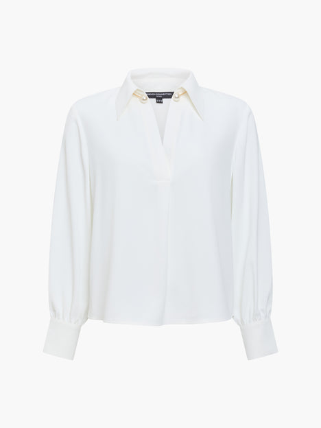 Arezzo White Pearl Trim Shirt