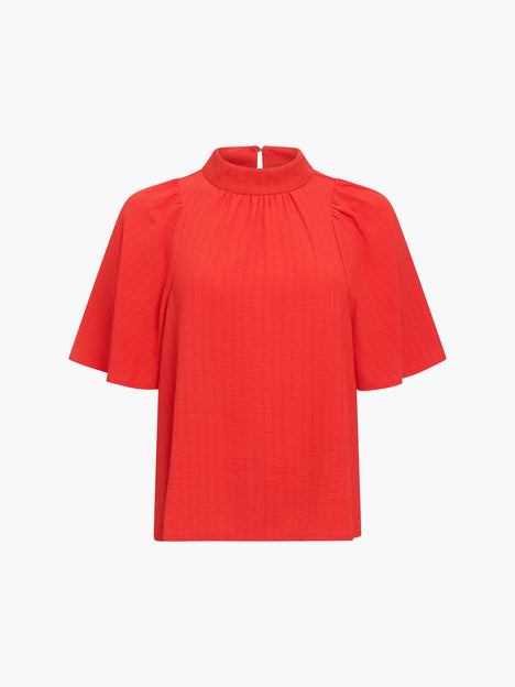 Codie Red Textured High Neck Top