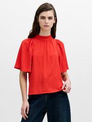 Codie Red Textured High Neck Top