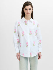 Cambria Cotton Embroidered Floral White Shirt