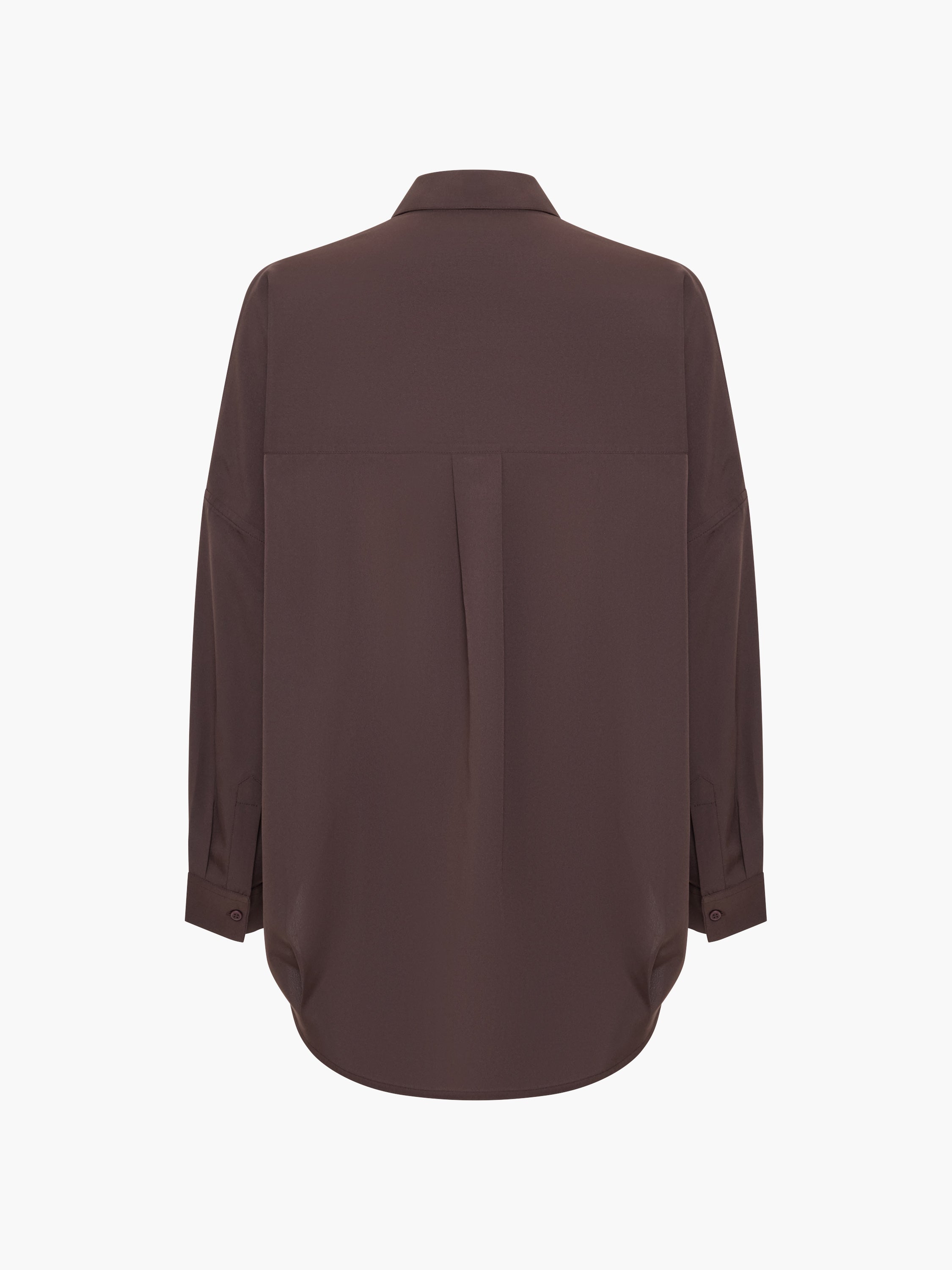 Crepe Light Brown Long Sleeve Popover Shirt
