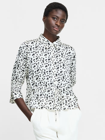 Harriet Monochrome Floral Tie Waist Top