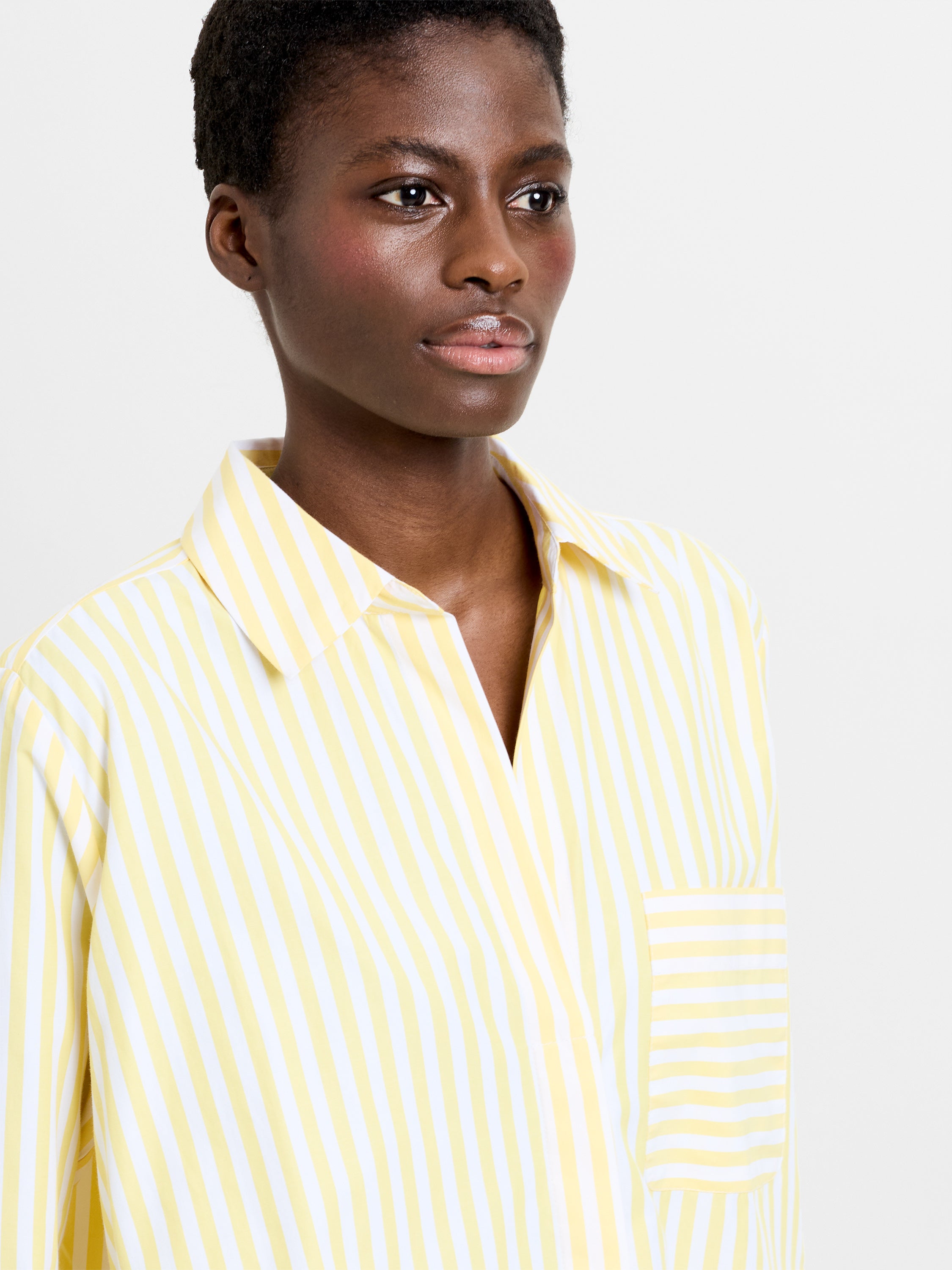 Stripe Relaxed Popover Shirt Butter Yellow/White | French