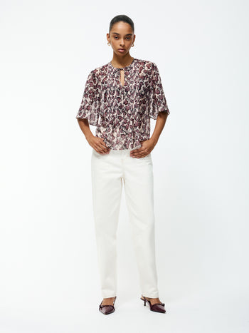 Elyse Hallie Crinkle Short Sleeve Top