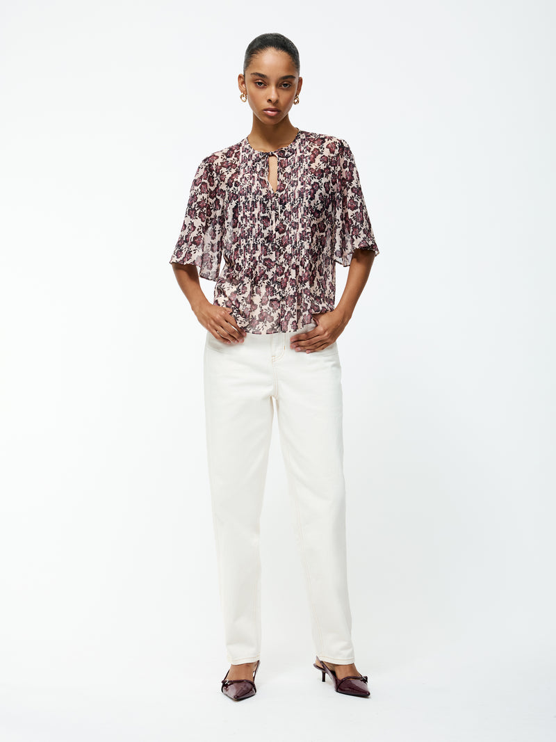 Elyse Hallie Crinkle Short Sleeve Top