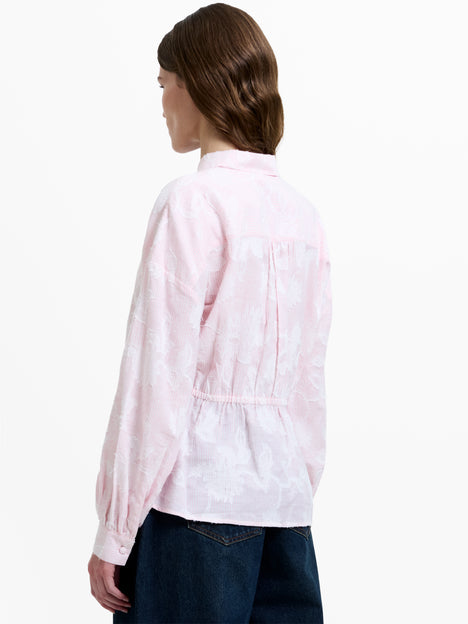 Naya Floral Jacquard Striped Pink Long Sleeve Shirt