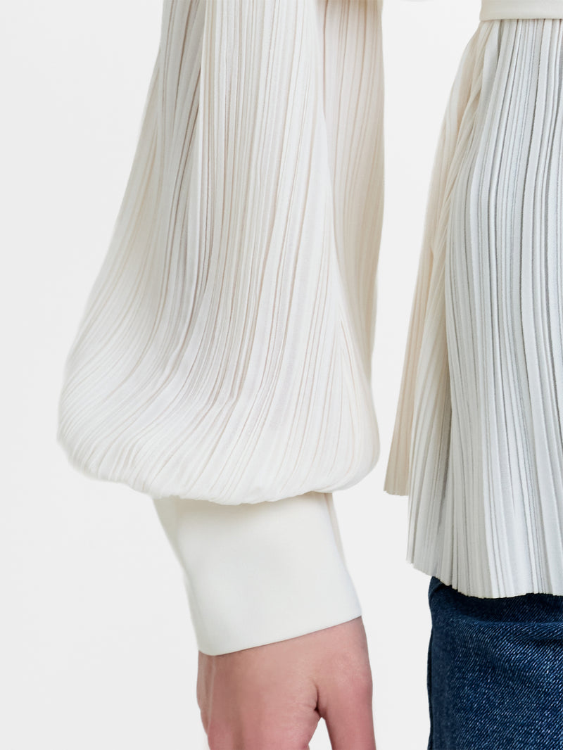 Noelle Plisse Military Tie Up Blouse