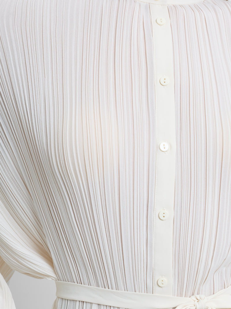 Noelle Plisse Military Tie Up Blouse